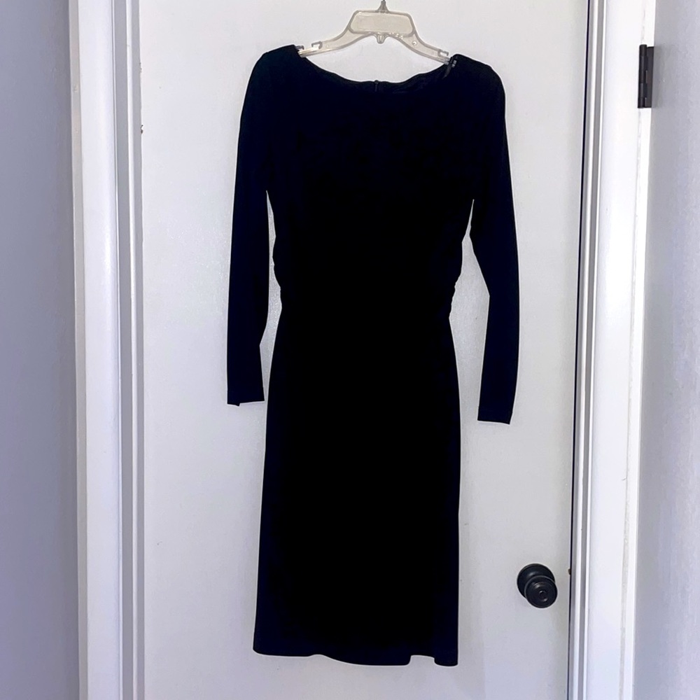 Designer tea length black dress